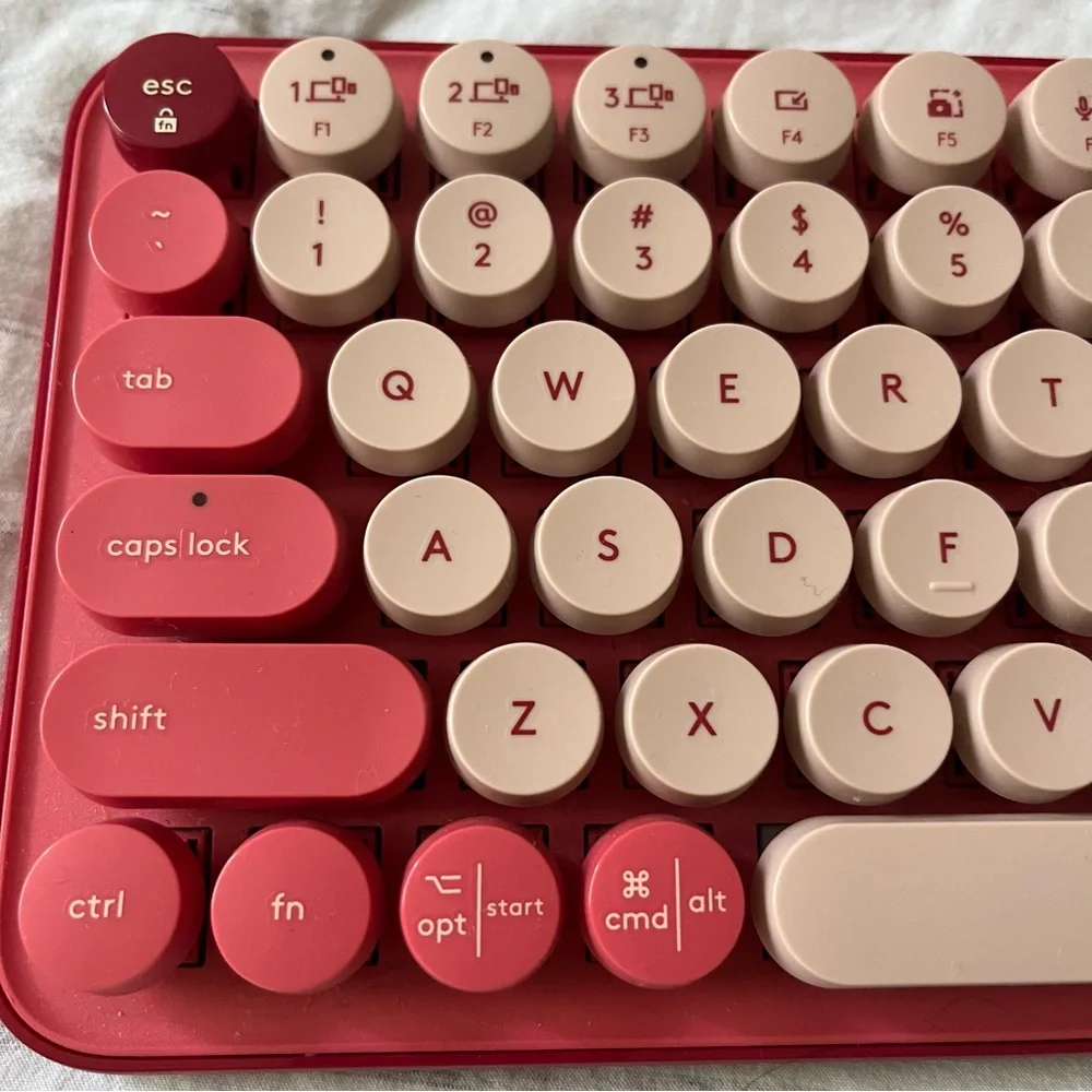 Logitech Pop Keys Wireless Keyboard in Red and Tan